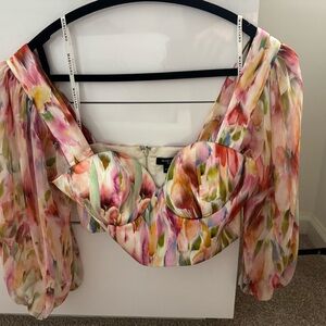 Marciano Pink and Green Floral Blouse